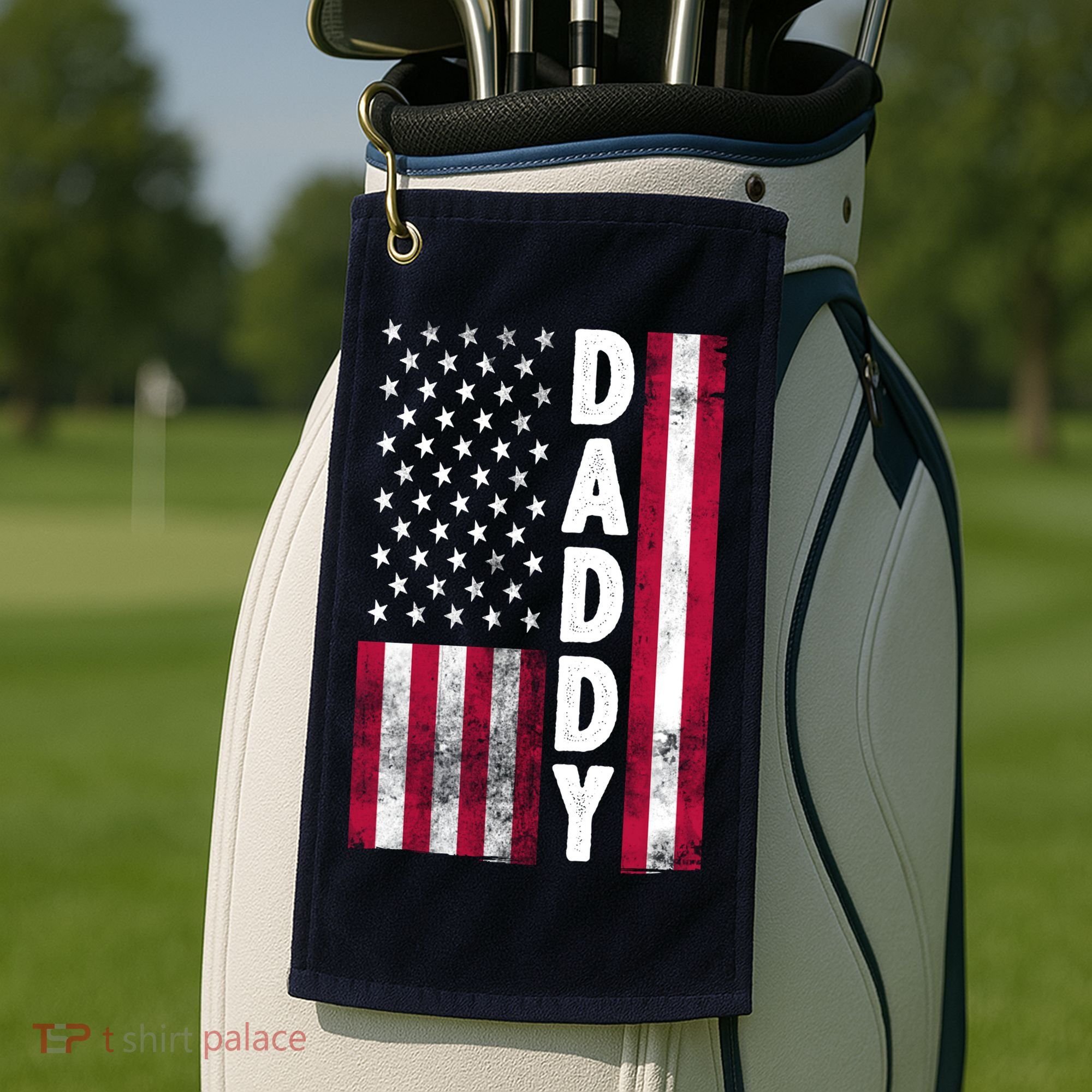 Patriotic American Flag Dad Father's Day Golf Towel