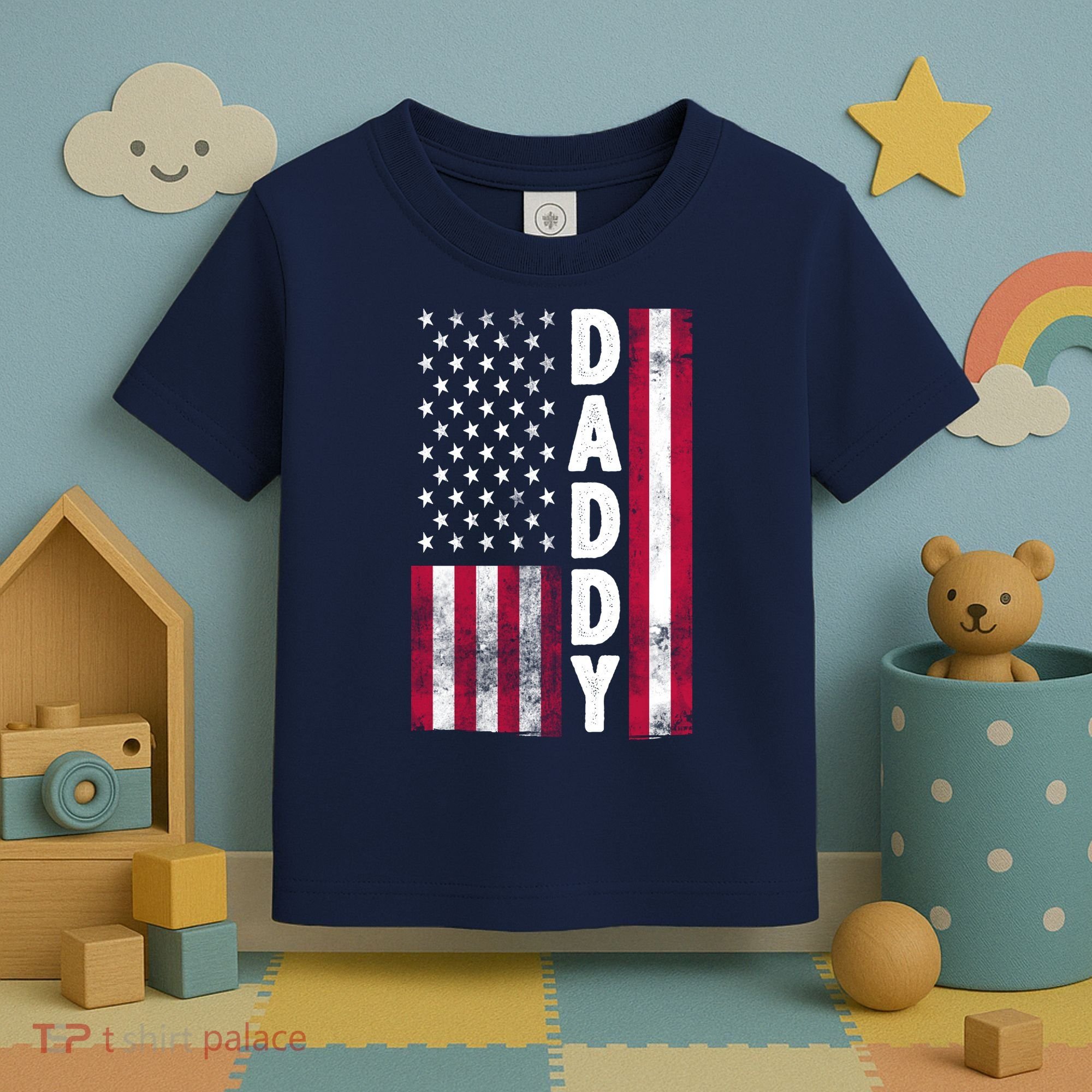 Patriotic American Flag Dad Father's Day Toddler T-Shirt