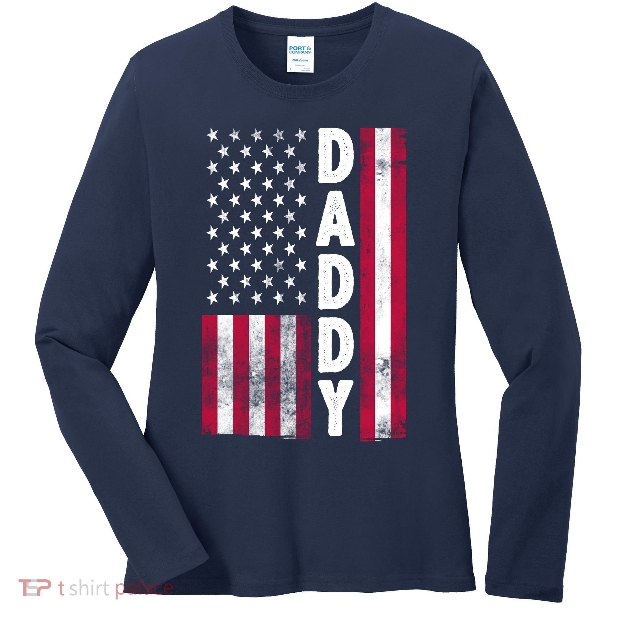 Patriotic American Flag Dad Father's Day Women's Long Sleeve Shirt