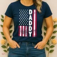 Patriotic American Flag Dad Father's Day Women's T-Shirt thumb 2