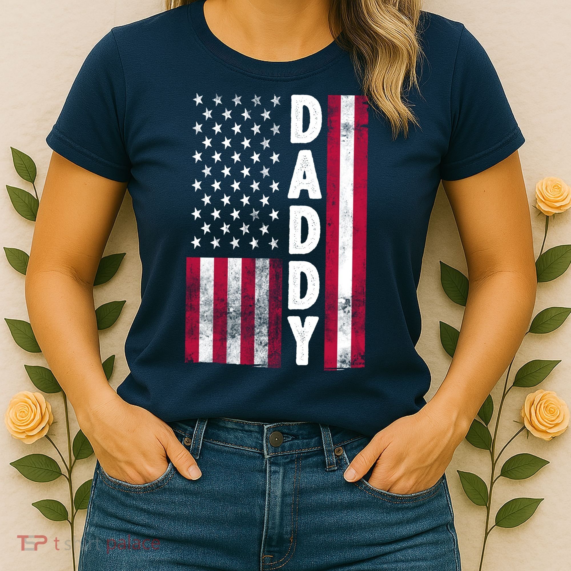 Patriotic American Flag Dad Father's Day Women's T-Shirt