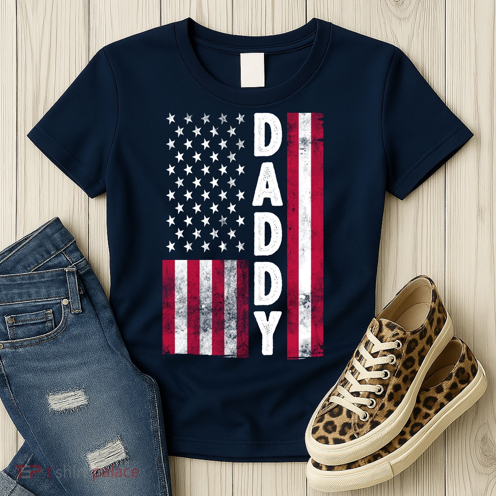 Patriotic American Flag Dad Father's Day Women's T-Shirt