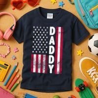 Patriotic American Flag Dad Father's Day Kids T-Shirt thumb 3