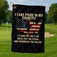 Patriotic American Flag Golf Towel thumb 1