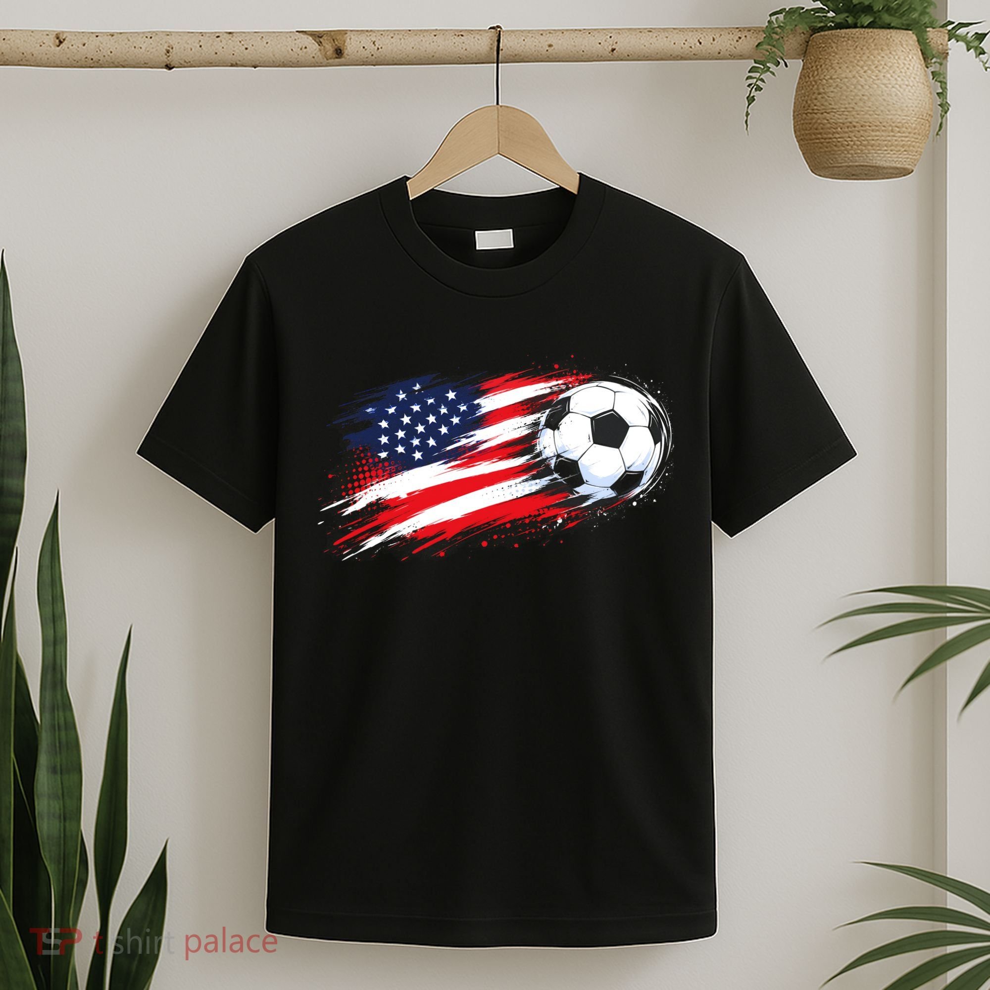 Patriotic American Flag Soccer USA Ball T-Shirt