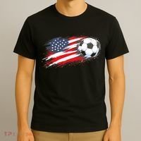 Patriotic American Flag Soccer USA Ball T-Shirt thumb 3