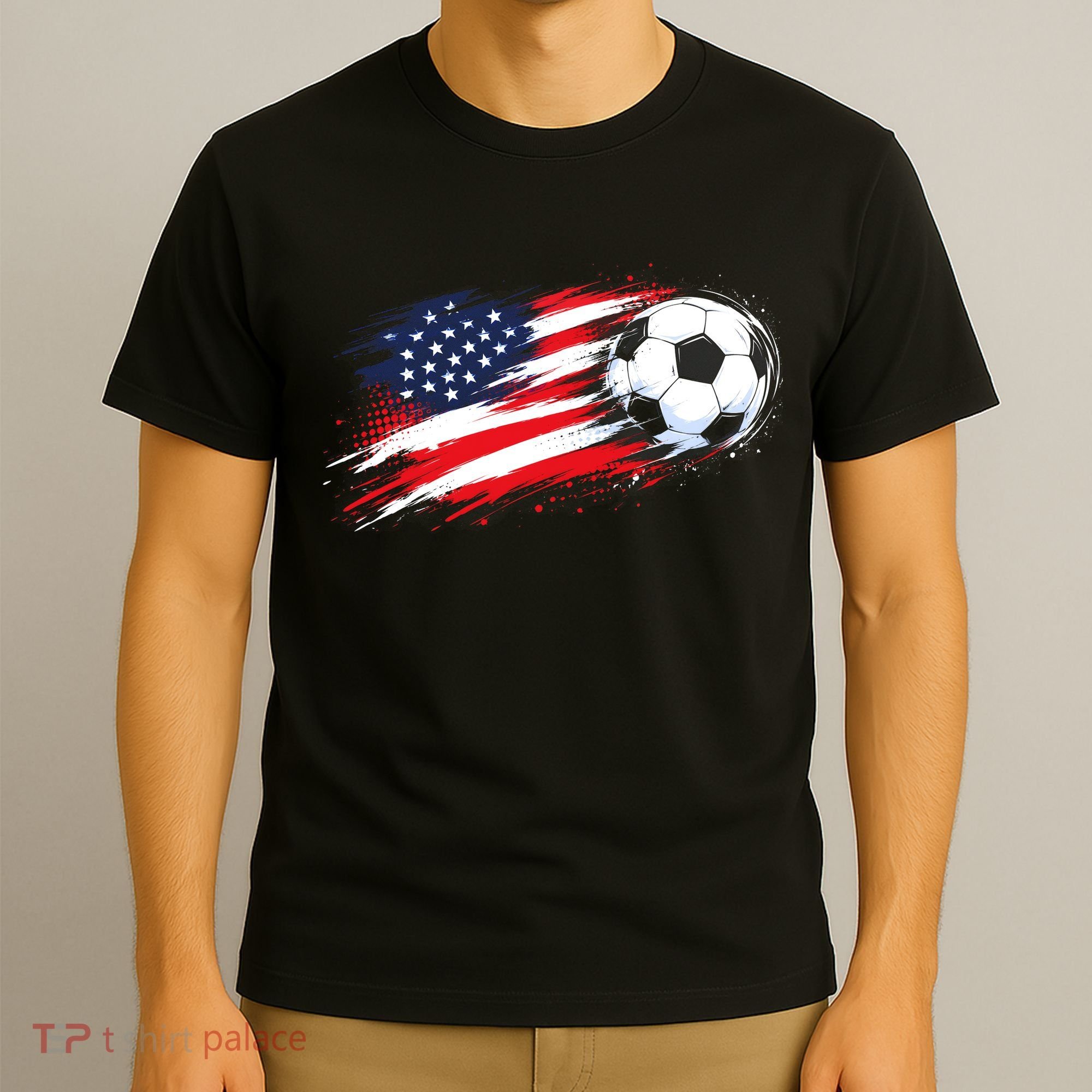 Patriotic American Flag Soccer USA Ball T-Shirt