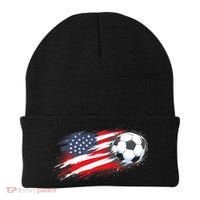 Patriotic American Flag Soccer USA Ball Beanie thumb 0
