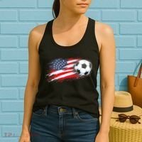 Patriotic American Flag Soccer USA Ball Women's Tank Top thumb 2