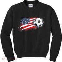 Patriotic American Flag Soccer USA Ball Kids Sweatshirt thumb 0
