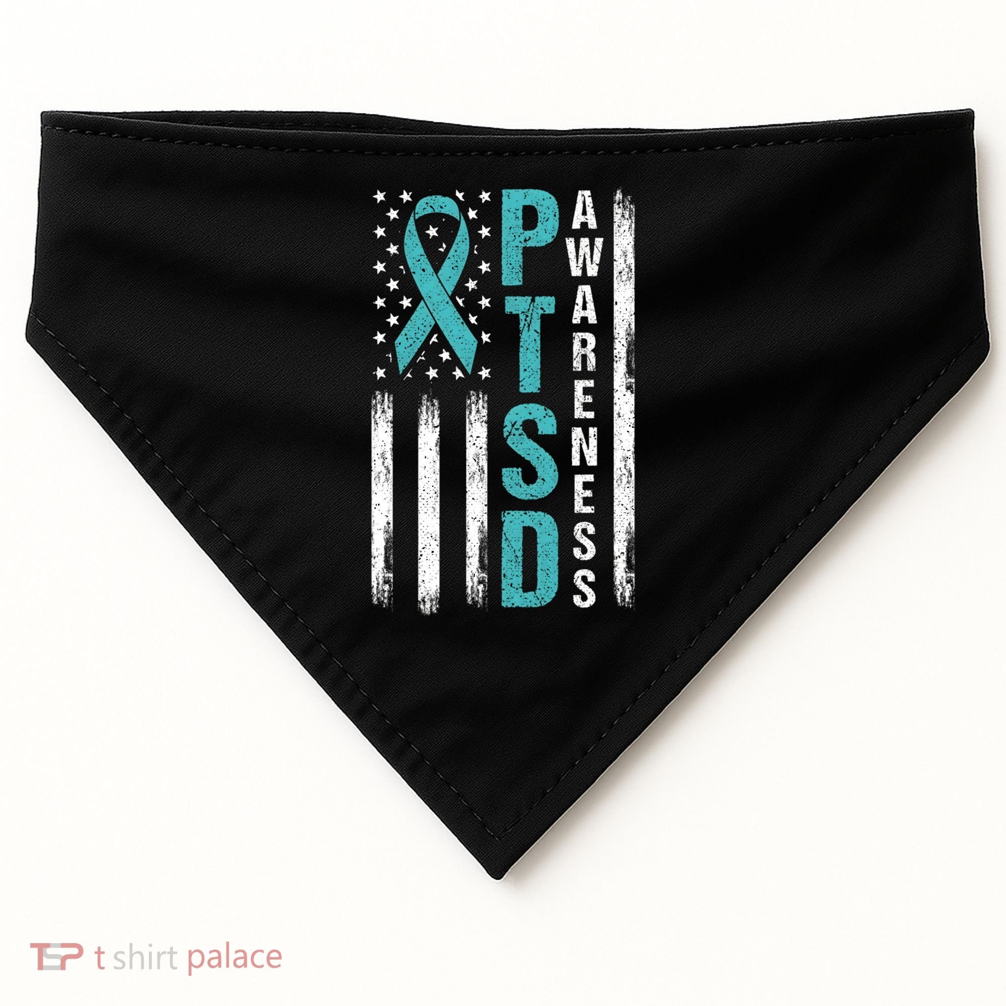 Ptsd Awareness Flag Post Traumatic Stress Disorder Warrior Gift USA-Made Doggie Bandana