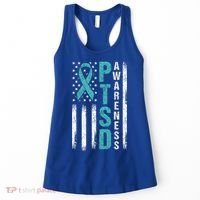 Ptsd Awareness Flag Post Traumatic Stress Disorder Warrior Gift Women's Tank Top thumb 0
