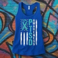 Ptsd Awareness Flag Post Traumatic Stress Disorder Warrior Gift Women's Tank Top thumb 3