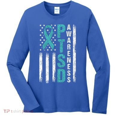 Ptsd Awareness Flag Post Traumatic Stress Disorder Warrior Gift Women's Long Sleeve Shirt