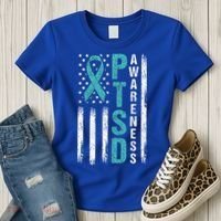 Ptsd Awareness Flag Post Traumatic Stress Disorder Warrior Gift Women's T-Shirt thumb 3