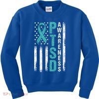 Ptsd Awareness Flag Post Traumatic Stress Disorder Warrior Gift Kids Sweatshirt thumb 0