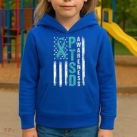 Ptsd Awareness Flag Post Traumatic Stress Disorder Warrior Gift Kids Hoodie thumb 3