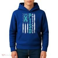 Ptsd Awareness Flag Post Traumatic Stress Disorder Warrior Gift Kids Hoodie thumb 4