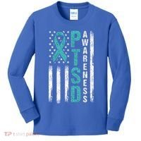 Ptsd Awareness Flag Post Traumatic Stress Disorder Warrior Gift Kids Long Sleeve Shirt thumb 0