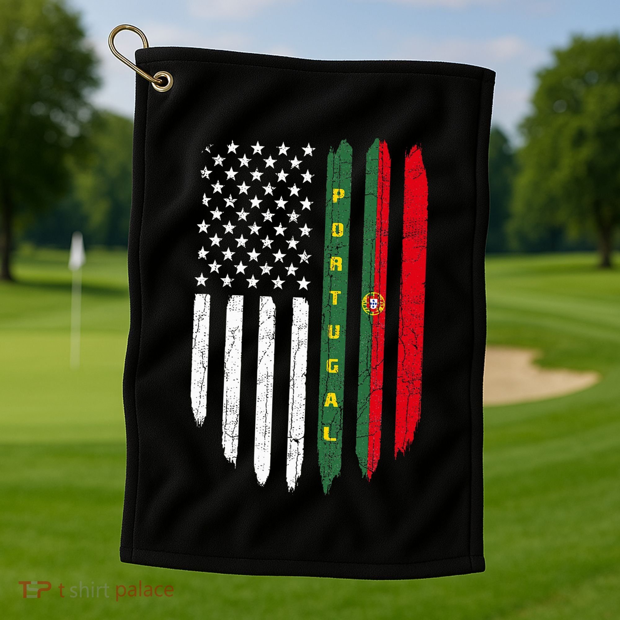 Portuguese American Flag Portugal Roots Dad Gift Golf Towel