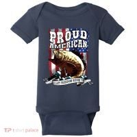 Proud American Flag Let Freedom Reign Fishing Baby Bodysuit thumb 0
