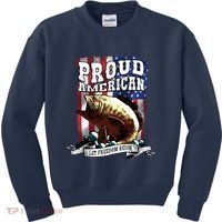 Proud American Flag Let Freedom Reign Fishing Kids Sweatshirt thumb 0