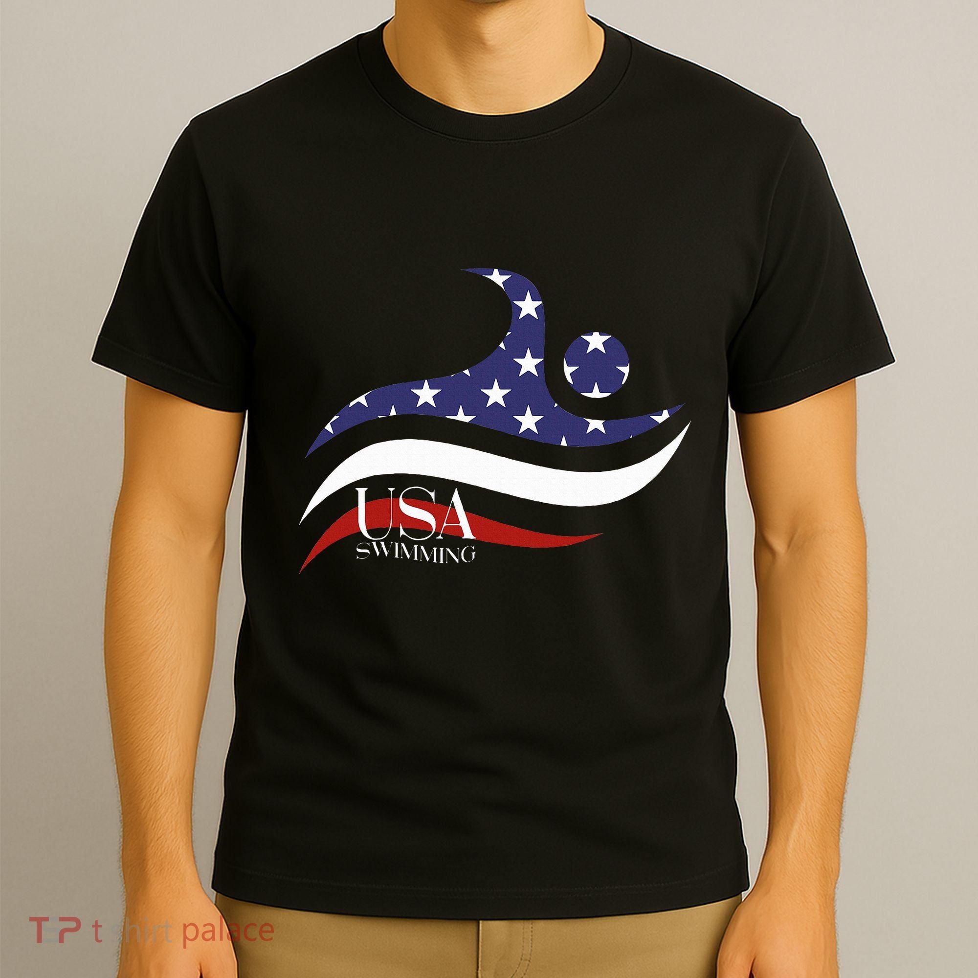 Patriotic American Flag Swimming Usa Gift Swim Team T-Shirt