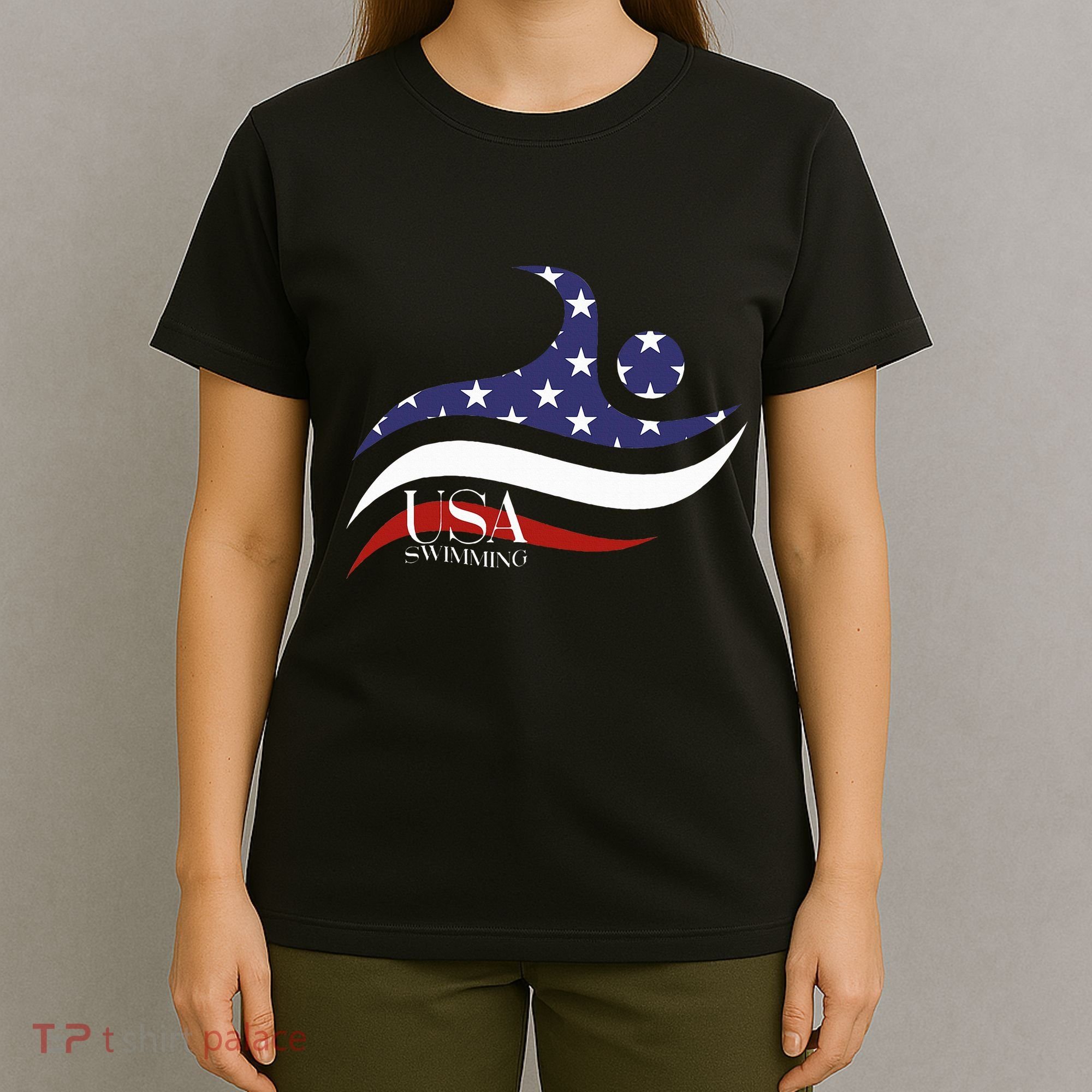 Patriotic American Flag Swimming Usa Gift Swim Team T-Shirt