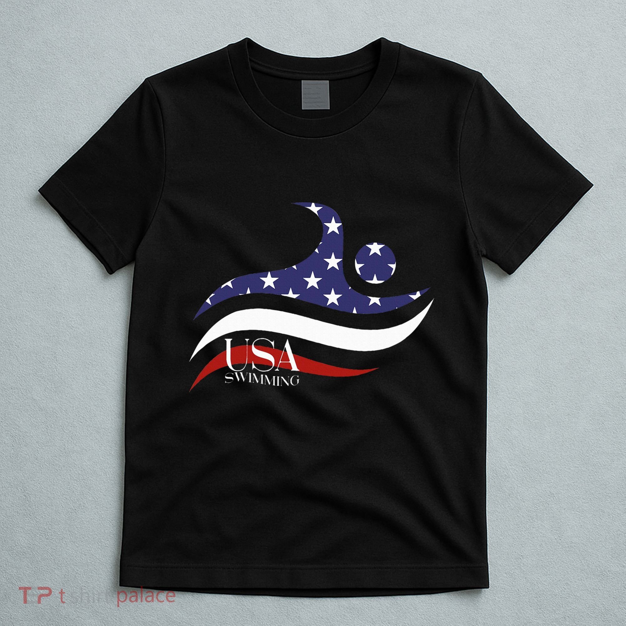 Patriotic American Flag Swimming Usa Gift Swim Team T-Shirt