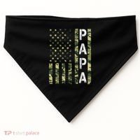 Papa American Flag Proud Dad Fathers Day Gift USA-Made Doggie Bandana thumb 0