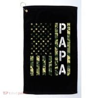 Papa American Flag Proud Dad Fathers Day Gift Golf Towel thumb 0