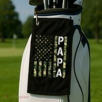Papa American Flag Proud Dad Fathers Day Gift Golf Towel thumb 2