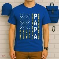Papa American Flag Proud Dad Fathers Day Gift T-Shirt thumb 6