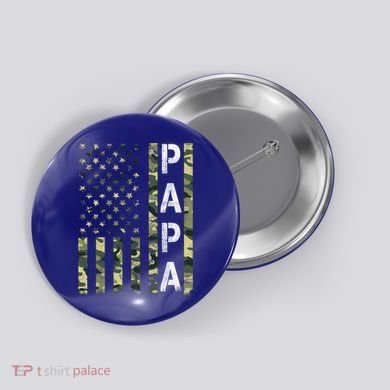 Papa American Flag Proud Dad Fathers Day Gift Button