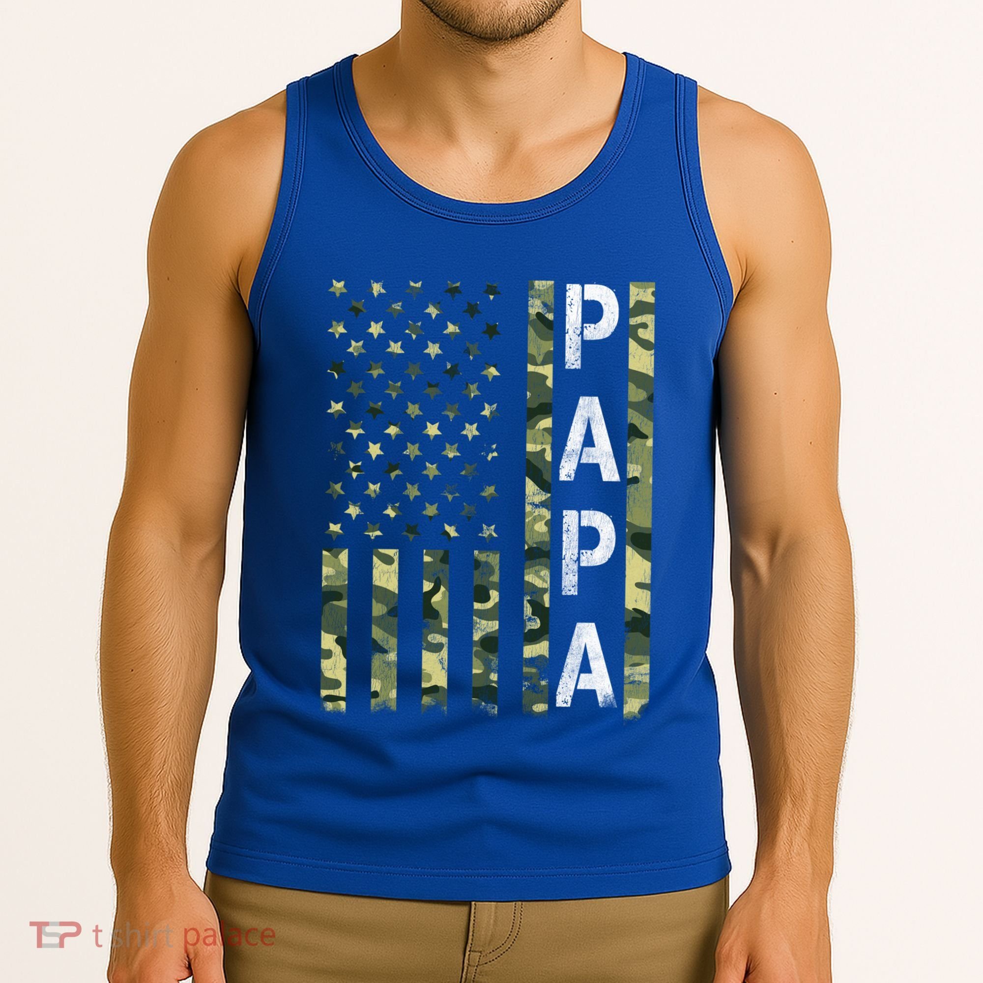 Papa American Flag Proud Dad Fathers Day Gift Tank Top