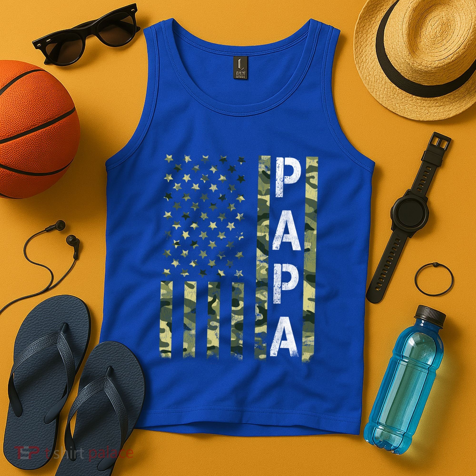 Papa American Flag Proud Dad Fathers Day Gift Tank Top