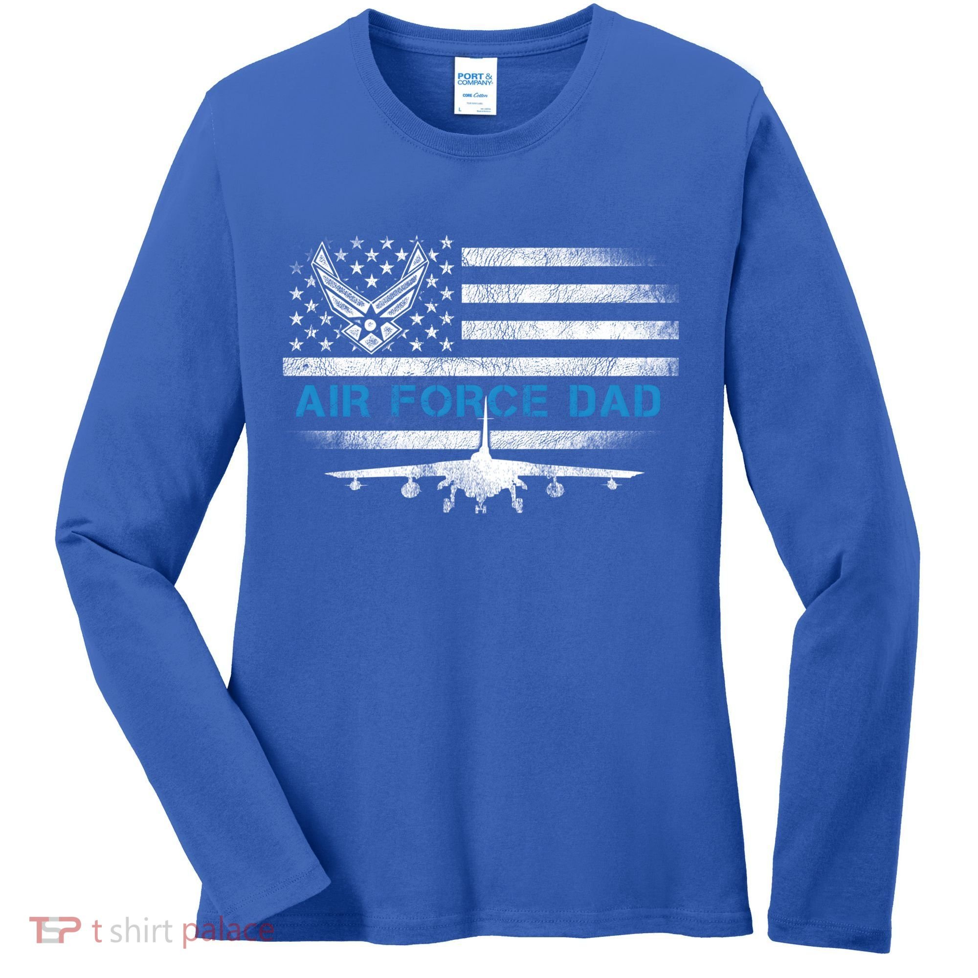 Proud Air Force Dad Cool Gift Veteran Flag Gift Great Gift Women's Long Sleeve Shirt