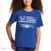 Proud Air Force Dad Cool Gift Veteran Flag Gift Great Gift Kids T-Shirt thumb 2