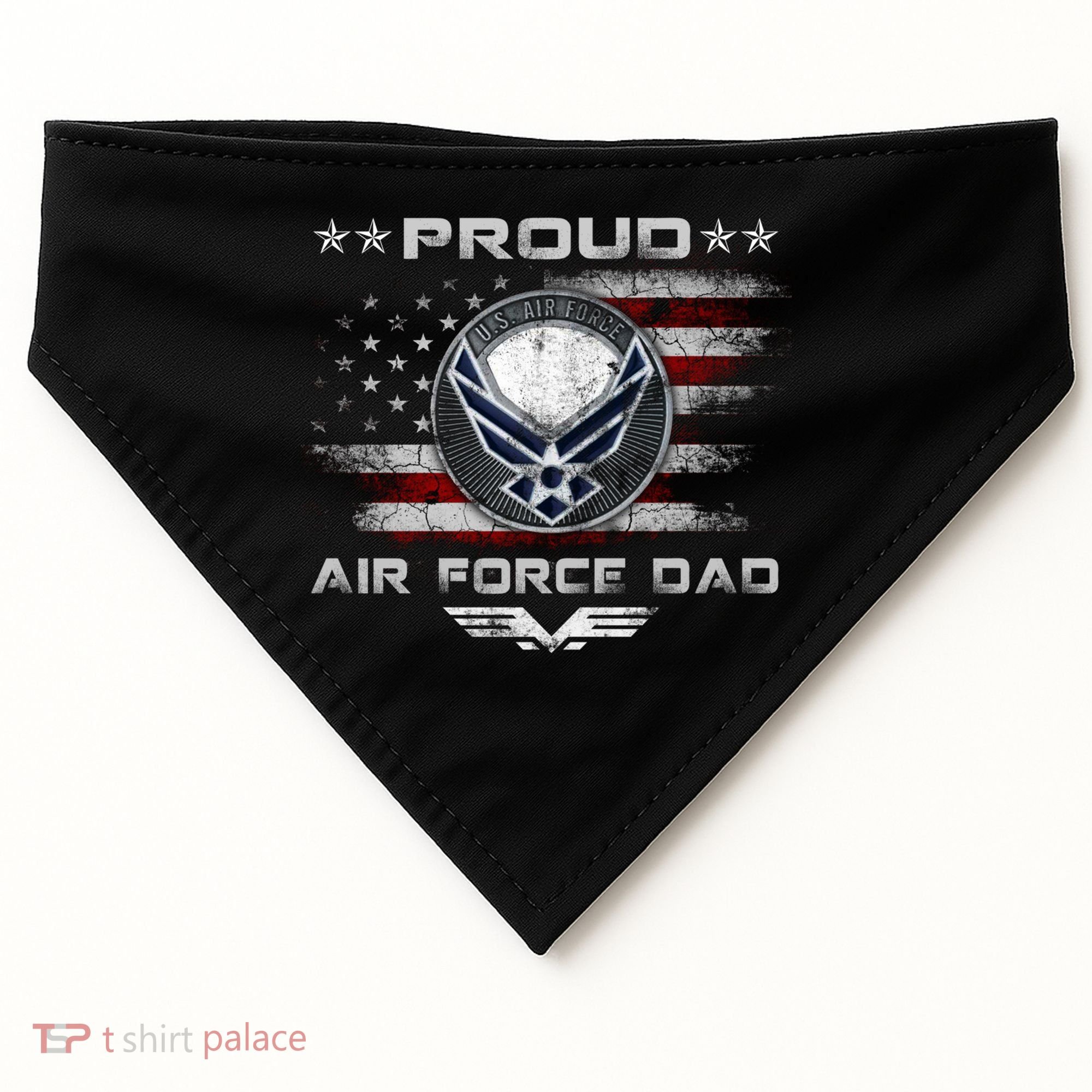 Proud Air Force Dad Military Veteran Pride Us Flag Cute Gift USA-Made Doggie Bandana