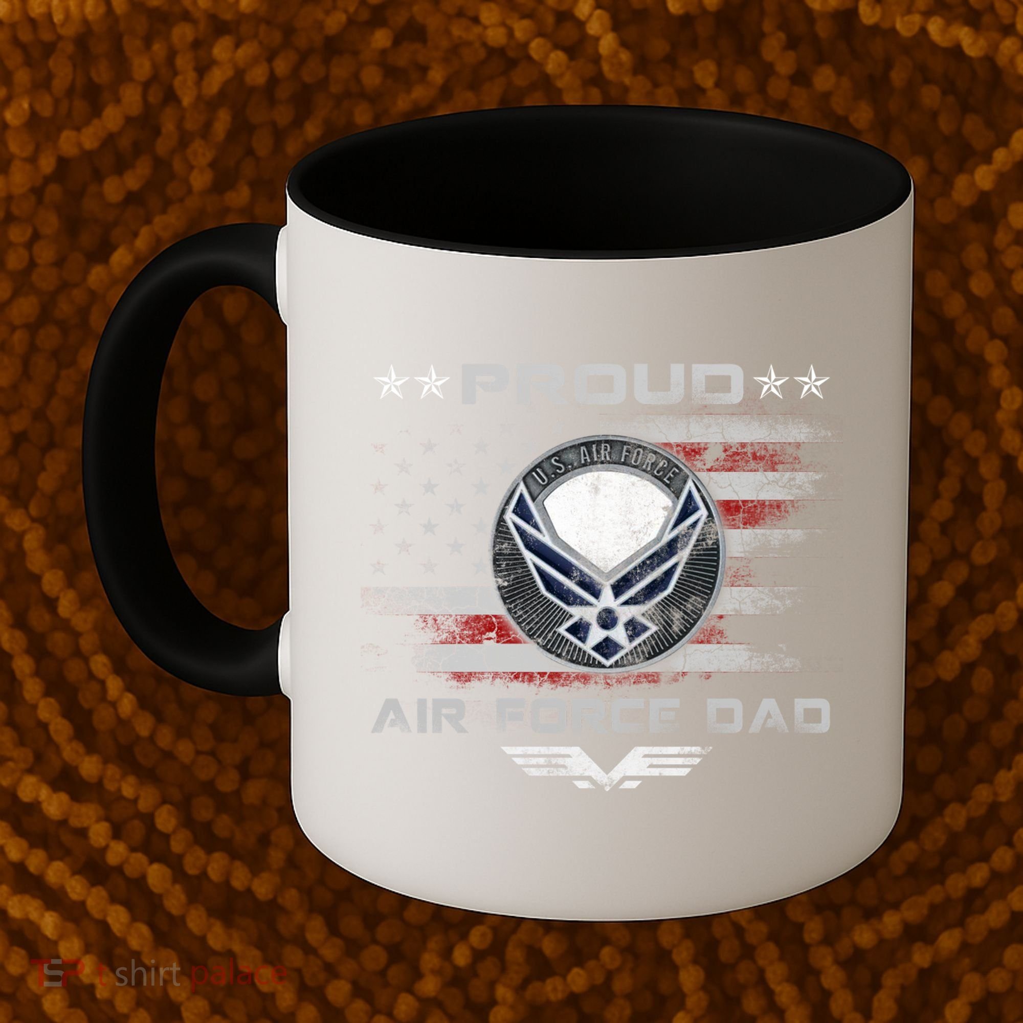 Proud Air Force Dad Military Veteran Pride Us Flag Cute Gift Coffee Mug