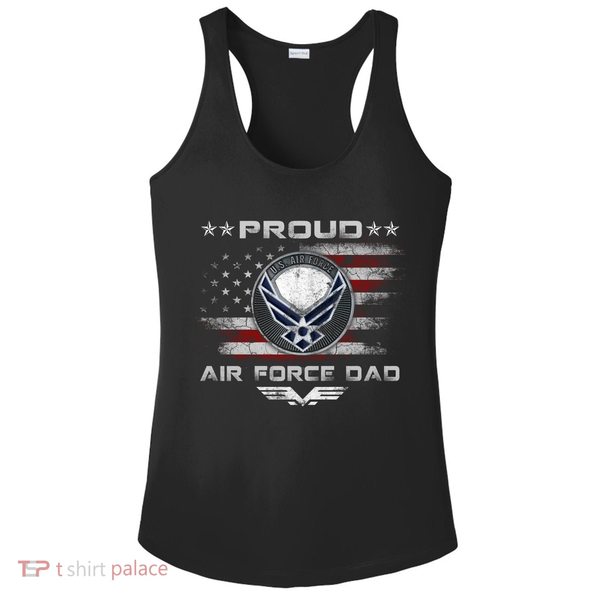 Proud Air Force Dad Military Veteran Pride Us Flag Cute Gift Ladies PosiCharge Competitor Racerback Tank