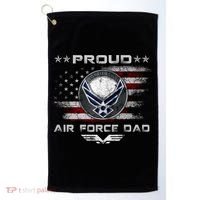 Proud Air Force Dad Military Veteran Pride Us Flag Cute Gift Golf Towel thumb 0