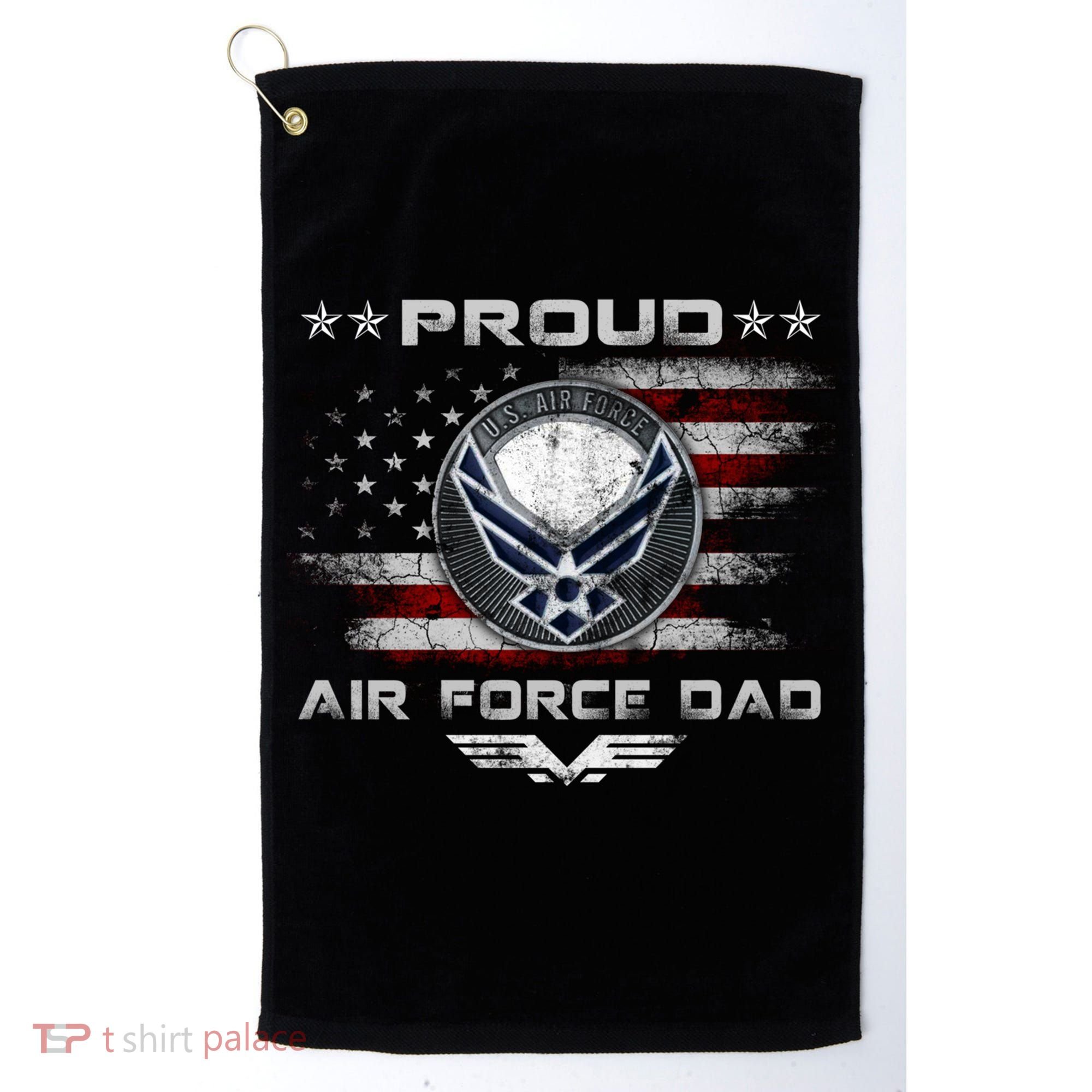Proud Air Force Dad Military Veteran Pride Us Flag Cute Gift Golf Towel