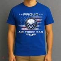 Proud Air Force Dad Military Veteran Pride Us Flag Cute Gift T-Shirt thumb 3
