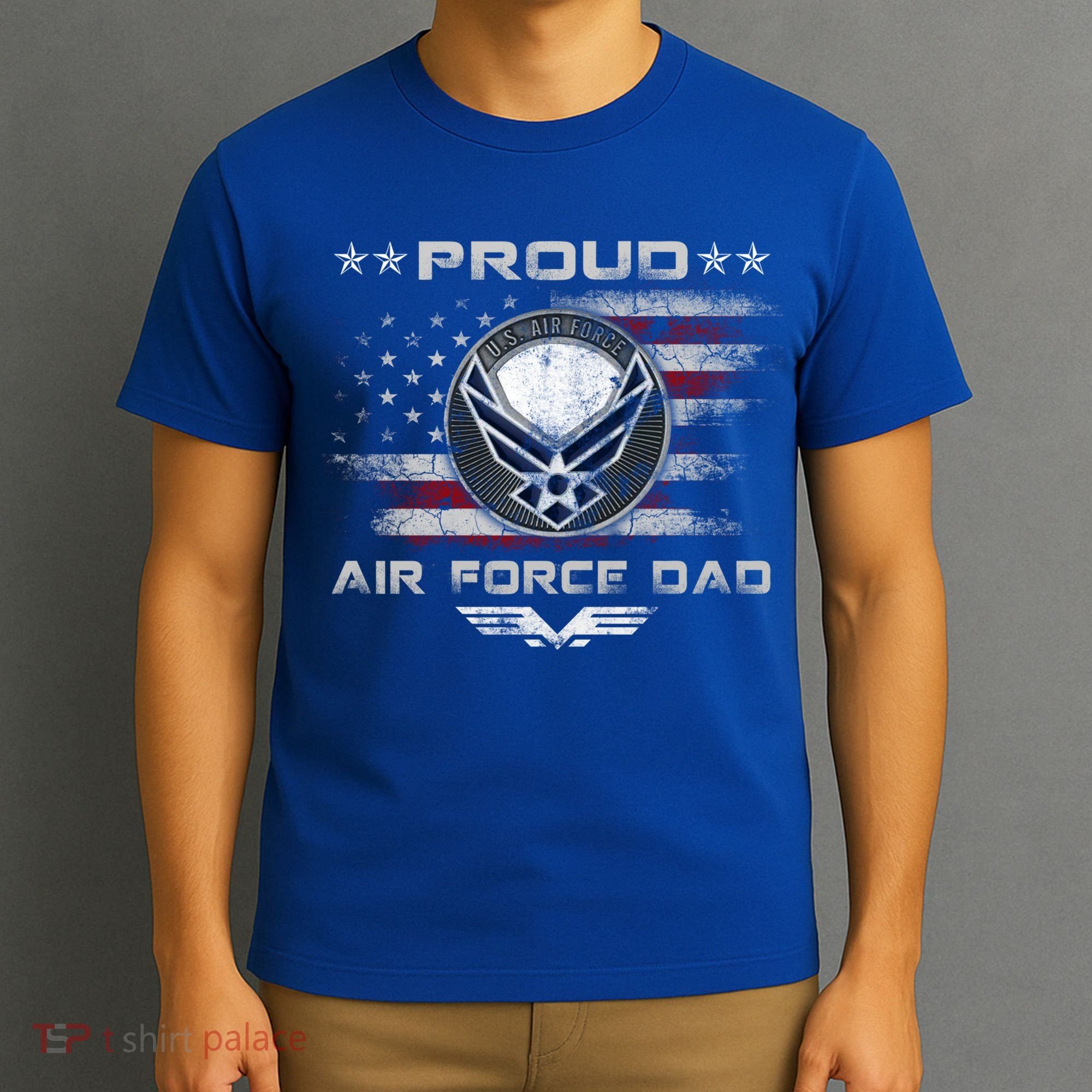 Proud Air Force Dad Military Veteran Pride Us Flag Cute Gift T-Shirt
