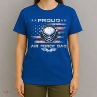 Proud Air Force Dad Military Veteran Pride Us Flag Cute Gift T-Shirt thumb 4