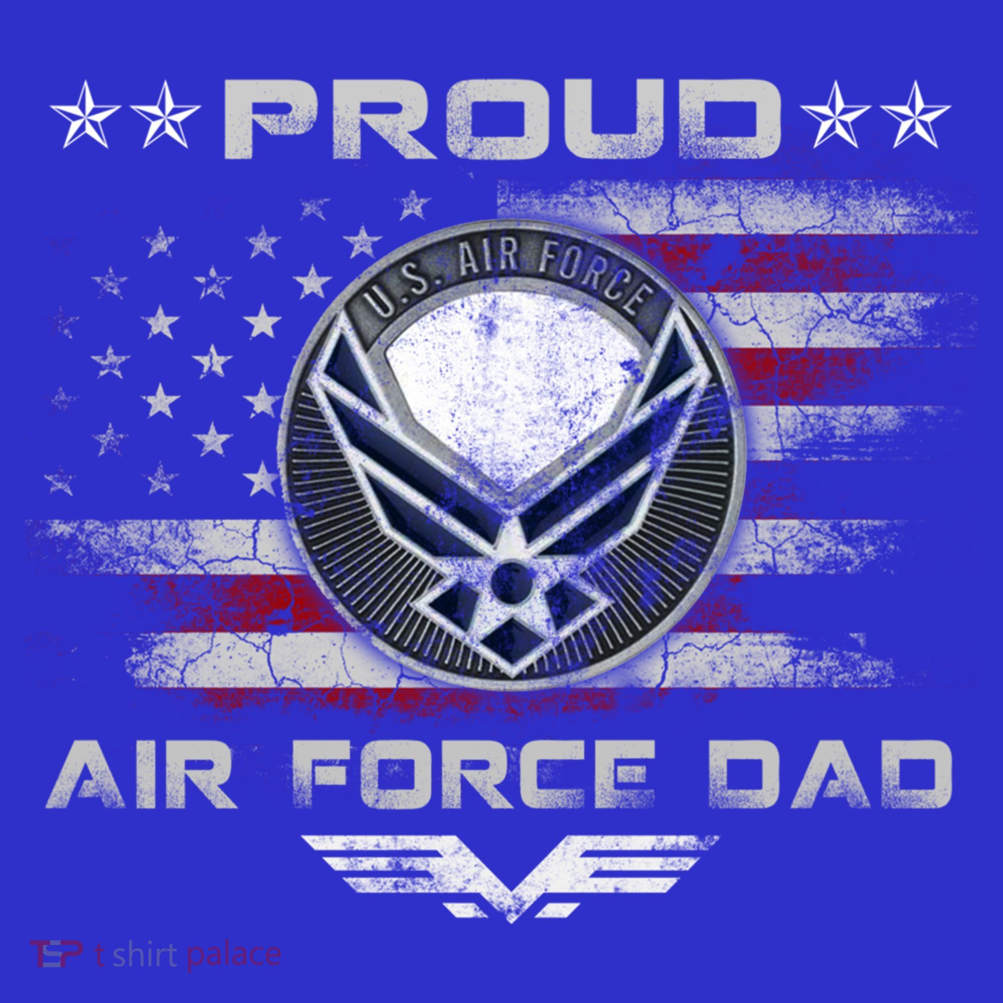 Proud Air Force Dad Military Veteran Pride Us Flag Cute Gift T-Shirt