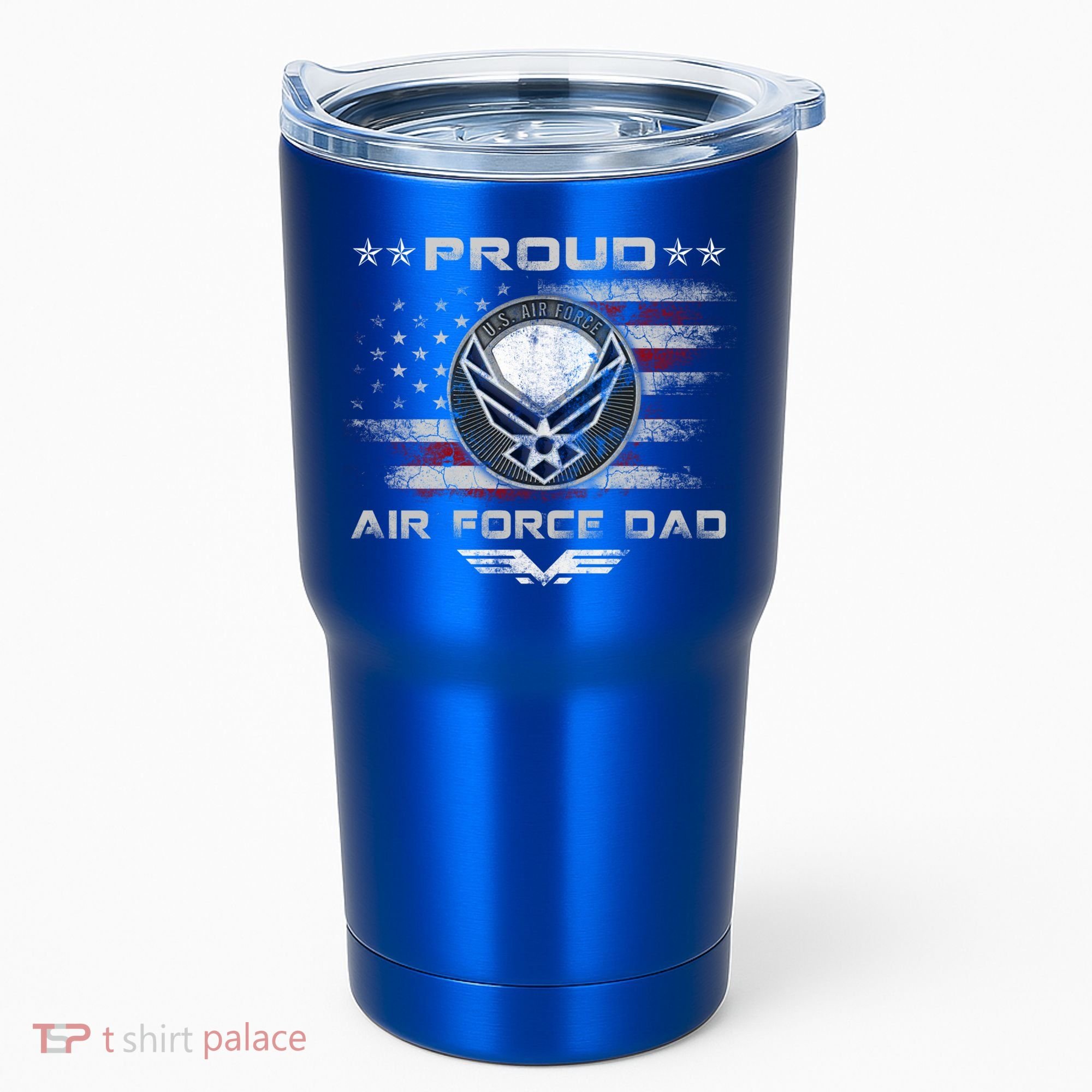 Proud Air Force Dad Military Veteran Pride Us Flag Cute Gift Tumbler