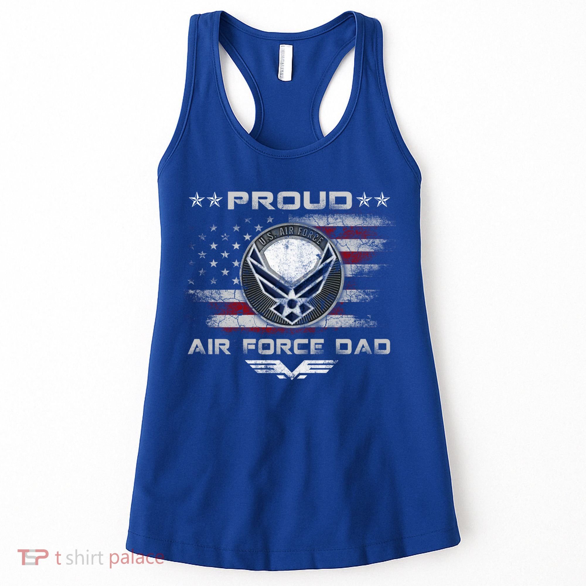 Proud Air Force Dad Military Veteran Pride Us Flag Cute Gift Women's Tank Top