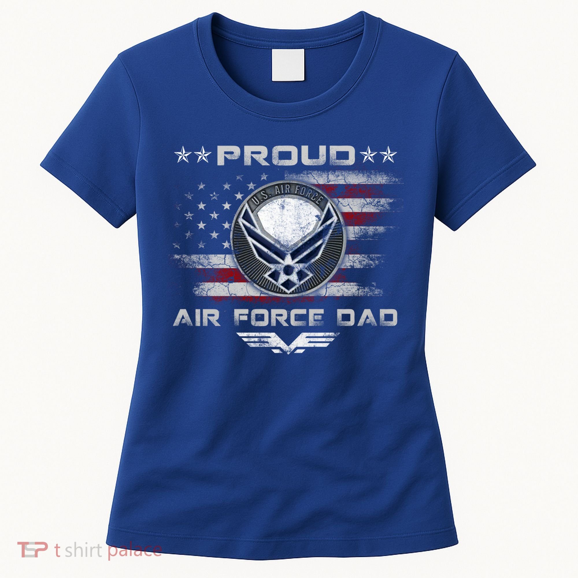 Proud Air Force Dad Military Veteran Pride Us Flag Cute Gift Women's T-Shirt